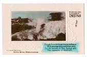 Coloured  Real Photograph of Kereru Geyser Whakarewarewa. Wishing you a Happy Christmas. - 246047 - Postcard