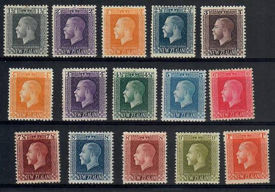 NEW ZEALAND 1915 Geo 5th Definitives. Set of 15. Recess. - 24851 - LHM