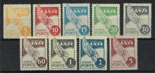 COLOMBIA Private Air Company LANSA 1950 Definitives. Set of 9. The 1p would appear to have no network. Refer note in Stanley Gib