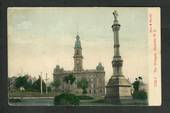 Coloured postcard by Muir and Moodie of The Octagon Dunedin. NEW ZEALAND Postmark Dunedin OUTRAM. G Class cancel rated #4 ($8.00