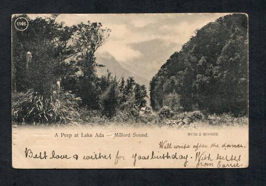 Early Undivided Postcard by Muir & Moodie. A peep at Lake Ada Milford Sound. - 249817 - Postcard