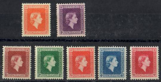 NEW ZEALAND 1954 Officials Queen Elizabeth. Original set of 7 on cream paper. - 25001 - UHM