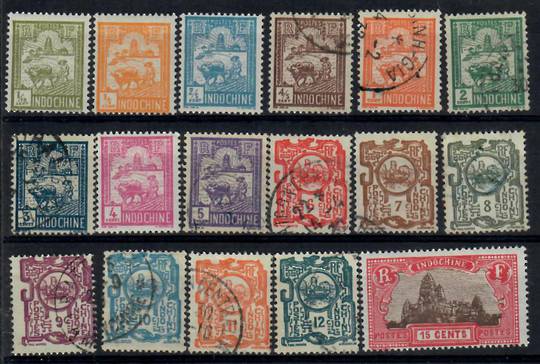 INDO-CHINA 1927 Definitives. Set of 24. Mixed mint and used. The (top value) $2 is mint (cv £48). - 25307 - UHM