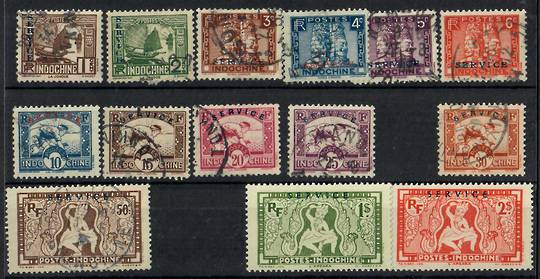 INDO-CHINA 1933 Official. Set of 16. The three top values are fine mint including the $1 Bright Green (cv £55) AND $2 Scarlet (£