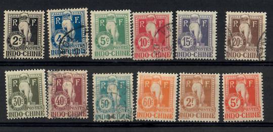 INDO-CHINA 1908 Postage Due. Mixed mint and used set of 13minus the 1fr. - 25316 -
