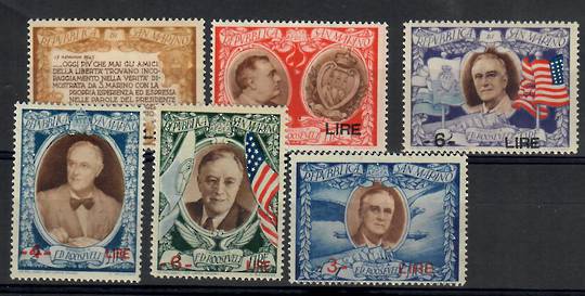 SAN MARINO 1947 Rooseweldt Surcharges. Set of 6. - 25480 - Mint