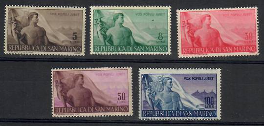 SAN MARINO 1948 Workers' issue. Set of 5. (The top value is unhinged). - 25485 - LHM