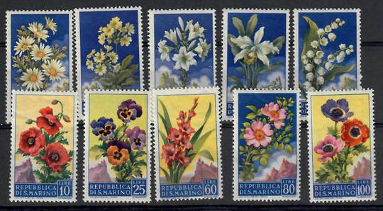 SAN MARINO 1957 Flowers. Set of 10. - 25491 - Mint