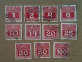 AUSTRIA 1908 Postage Due. Set of 11. Enamelled paper. - 25535 - Used