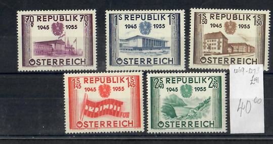 AUSTRIA 1955 10th Anniversary of the Establishment of the Republic. Set of 5. - 25539 - Mint