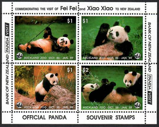 NEW ZEALAND 1988 Giant Pandas visit Auckland Zoo. Miniature sheet. - 25677 - UHM