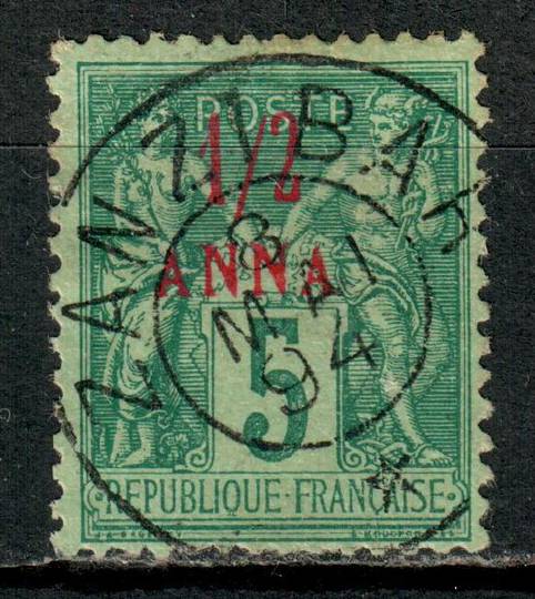FRENCH POST OFFICES IN ZANZIBAR 1894 Definitive ½ anna on 5c Green on pale green. Superb cancel. - 257 - VFU