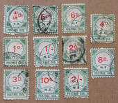 NEW ZEALAND 1899 Postage Due Set of 11 on a simplified basis. Scarce set. Lovely cancels on the four high values. - 26024 - Used