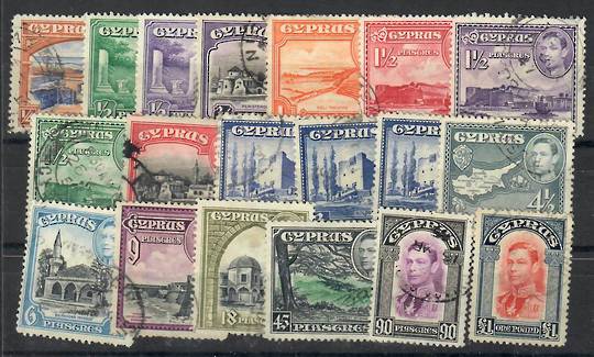 CYPRUS 1938 Geo 6th Definitives. Set of 19. - 26105 - VFU