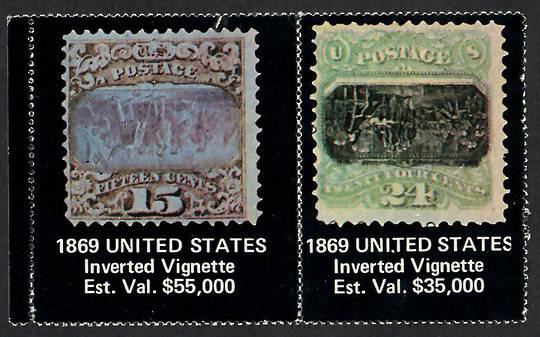 USA 1869 Inverted Vignettes. Joined pair. Worth heaps. What a shame that they are reproductions. - 26752 -