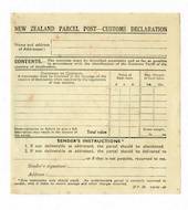 NEW ZEALAND 1946 Parcel Post Customs Declaration Form unused. - 30007 - PostalHist