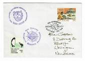 ROSS DEPENDENCY 1984 Letter posted from Scott Bassssssw with two purple cachets and a cinderella relating to the New Zealand Ant