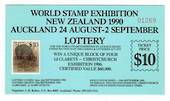 NEW ZEALAND 1990 World Stamp Exhibition. Lottery Ticket. - 30049 - Cinderellas
