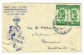NEW ZEALAND 1942 Health 1d Green in pair on illustrated first day cover. - 30063 - Postal History
