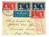 NEW ZEALAND 1937 to USA First Air Mail December 1937. Cover addressed from New Zealand to Pago Pago 28/12/37. Backstamp Pago Pag