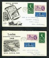 GREAT BRITAIN 1960 London International Stamp Exhibition. Set of 2 on two different illustrated first day covers. - 30330 - FDC