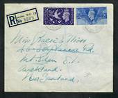 GREAT BRITAIN 1946 Victory. Set of 4 on first day cover. Registered London W.C.12 to Mt Eden Auckland. Backstamps SOUTHAMPTON RO