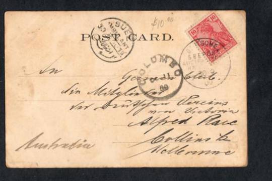 GERMANY 1898 Postcard to Australia. Postmarks Suez Ambulant and Colombo - 30413 - PostalHist
