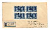 COOK ISLANDS 1937 Coronation. Set of 3 on first day covers in blocks of 4. - 30503 - FDC