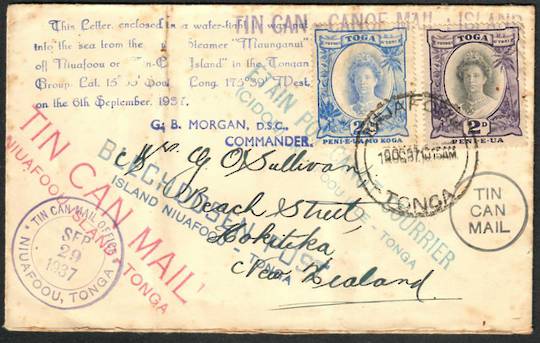 TONGA 1937 Tin Can Mail. Vover with all the markings. - 30521 - PostalHist
