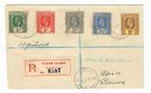 GILBERT & ELLICE ISLANDS 1922 Two Geo 5th registered covers with the definitive set to the 1/-. Addressed from Ocean Island 1/22