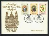 NORFOLK ISLAND 1981 Royal Wedding. Set of 3 on first day cover. - 30694 - FDC