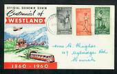 NEW ZEALAND 1960 Centenary of Westland. Set of 3 on illustrated first day cover. - 30770 - FDC