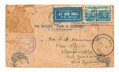 NEW ZEALAND 1934 Flight Cover with Postage Dues on the reverse. Red cachet T4d on the front. Very grubby but unusual. - 30803 -