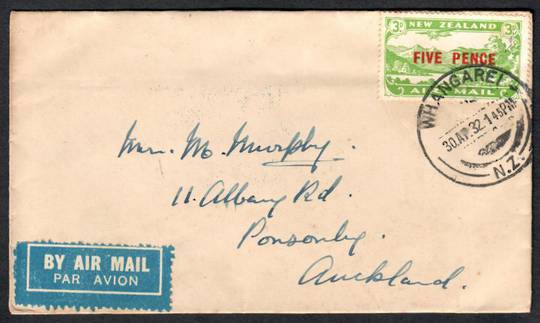 NEW ZEALAND 1932 Flight Auckland Whangarei Auckland. Cover for the Whangarei leg. Blue.e cachet. - 30824 - PostalHist