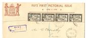 FIJI 1938 Definitive 6d Black x4 on registered first day cover. - 30980 - FDC