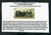 NETHERLANDS INDIES Rack Locomotive #107. 0-10-0 Combined Rack and Rail. Cigarette card. - 31290 -