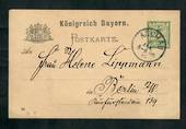 BAVARIA 1896 Postcard 5pf Green from ASCHAU to Berlin. Commercial order on the reverse. From the collection of H Pies-Lintz. - 3