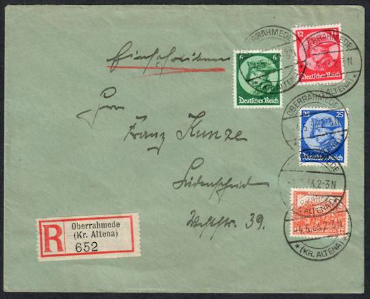 GERMANY 1932 Registered Letter with SG 490-492 and 487. - 31344 - PostalHist