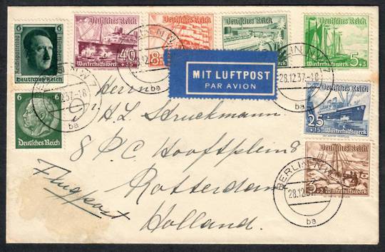 GERMANY 1937 Winter Relief Fund. Set of 9 on cover. - 31360 - PostalHist