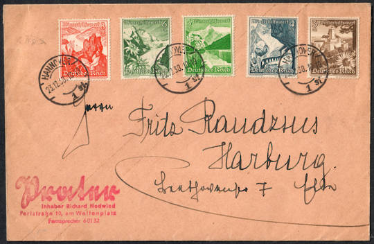 GERMANY 1938 Winter Relief Fund. Set of 9 on cover. - 31363 - PostalHist