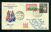 FIJI 1954 Elizabeth 2nd Definitives 2d and 1/- on first day cover dated 1/2/1954. - 31620 - FDC