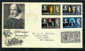 GREAT BRITAIN 1964 William Shakespeare. Set of 5 on first day cover. - 31755 - FDC