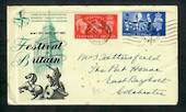GREAT BRITAIN 1951 Festival of Britain. Set of 2 on first day cover. Festival Postmark. Toning. - 31793 - FDC