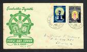 CEYLON 1958 Buddha Jayanti. Surcharge cancelled. Set of 2 on first day cover. - 31944 - FDC