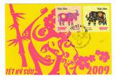 VIETNAM 2009 Year of the Buffalo. Postcard of with two stamps. Elephant and Buffalo. - 32040 - Postcard
