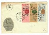 ISRAEL 1957 Jewish New Year. Set of 3 with tabs on first day cover. - 32044 - FDC