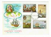 COOK ISLANDS 1968 Bicentenary of the First Voyage of Discovery by Capt James Cook. Set of 8 on first day cover. - 32105 - FDC