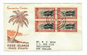 COOK ISLANDS 1946 Peace 6d + 8d in blocks on first day covers. - 32189 - FDC