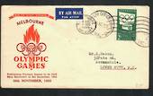 AUSTRALIA 1955 Olympics 2/- Green on first day cover. Postmarked at TELEGRAPH OFFICE. - 32202 - FDC