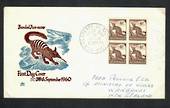 AUSTRALIA 1959 Definitive 6d Brown-Banded Anteater. Block of 4 on illustrated first day cover. - 32204 - FDC